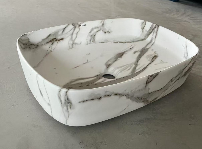 Раковина накладна Mixxus Premium BEVEL-0102 MARBLE 495х370х135mm (MP6519)