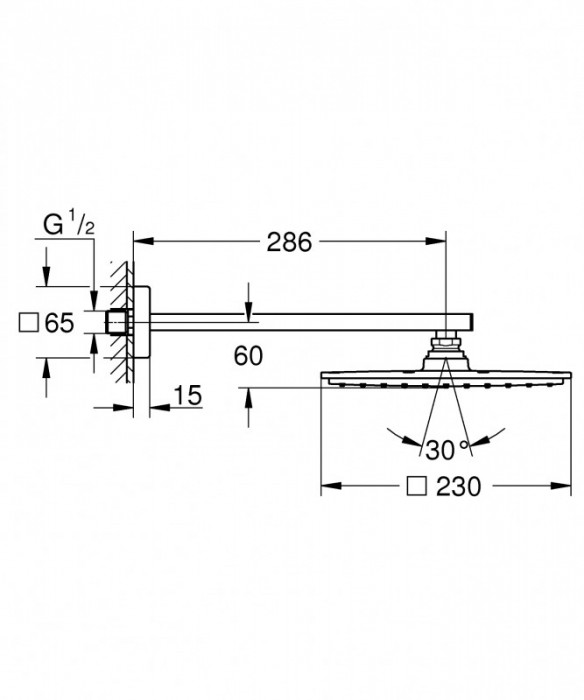 Верхній душ з настінним кронштейном Grohe Rainshower Allure (26064000)