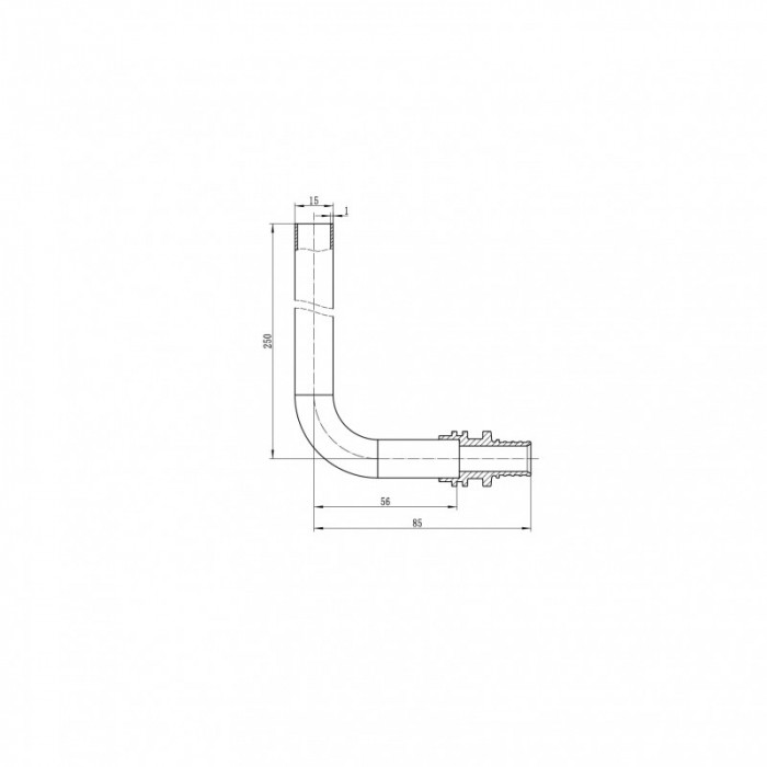 Трубка Г-подібна для приєднання радіатора Koer KA.D16-250 - 16(2.2mm) x 15-250mm (KR4902)