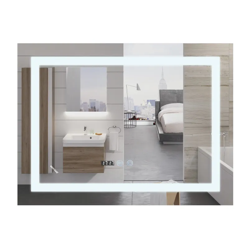Дзеркало Mixxus WARM MR02-80x60-CASE з Led Touch, Anti-fog, димером, регулятором яскравості, годинником (MI6671)