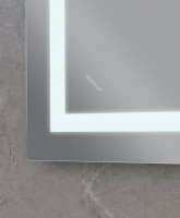 Дзеркало MIXXUS WARM MR02-80x60-CASE з LED Touch, Anti-fog, димером, рег. яскравості, годинником (MI6671)