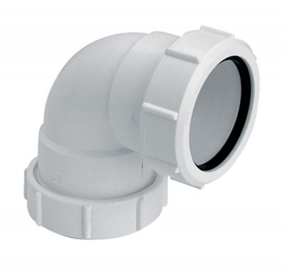 Колено пластиковое 90° ∅32 с гайками, 32A-WH