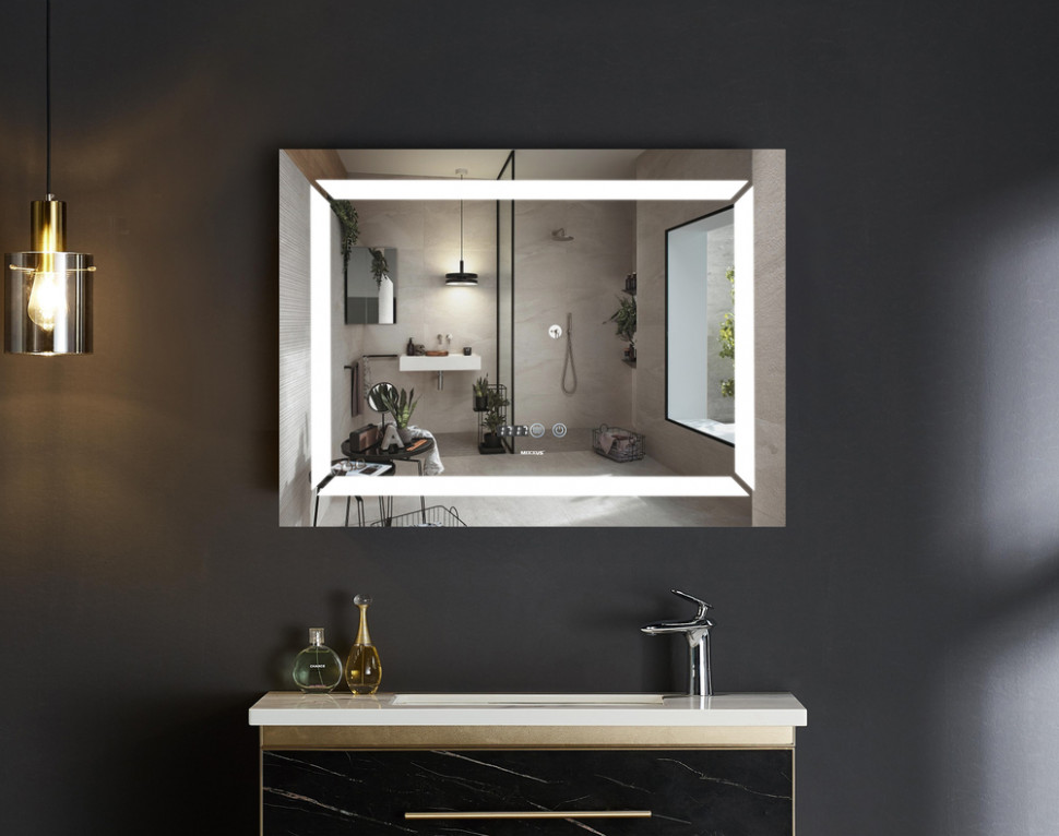 Дзеркало MIXXUS LIGHT MR01-70x50 з LED Touch, Anti-fog, димером, рег. яскравості, годинником (MI6000)