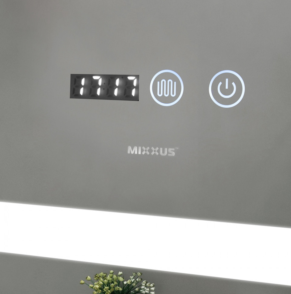 Дзеркало MIXXUS LIGHT MR01-70x50 з LED Touch, Anti-fog, димером, рег. яскравості, годинником (MI6000)