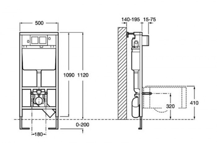 Інсталяційна система для унітазу Roca Pro In-Wall без кнопки змиву A890090020