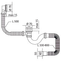 Сифон для ванни MIXXUS SV-01-A 1 1/2" прямоточний з випуском та переливом (MI8201)