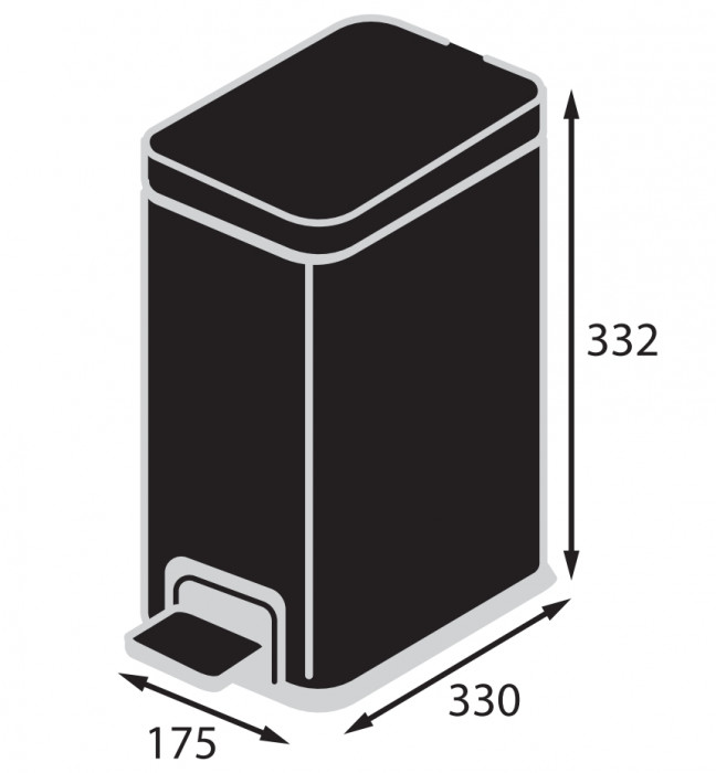 Відро для сміття з плавним закриттям прямокутне Koer TC-010108-05 8 л колір чорний (KR5593)