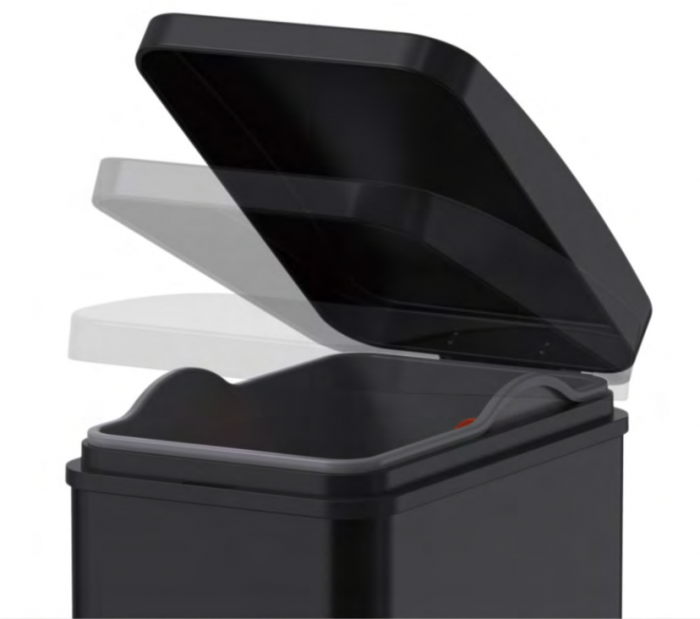 Відро для сміття з плавним закриттям прямокутне Koer TC-010108-05 8 л колір чорний (KR5593)