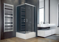 Кабина квадратная MODERN 80x80x165: стекло прозрачное, хромированный профиль