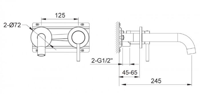 Змішувач для раковини (умивальника) KOHLMAN AXEL CHROME + BOX прихованого монтажу