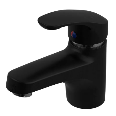 Змішувач для умивальника Plamix Fidel-001 SET Matte black (з підведенням) (PM0660)