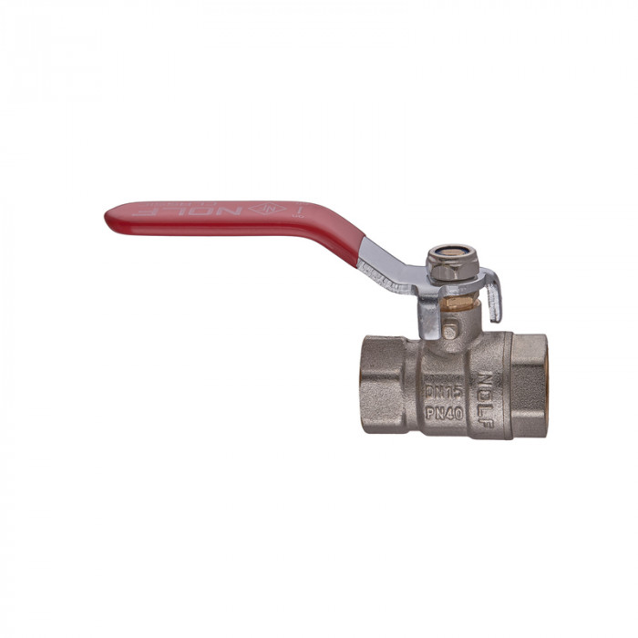 Кран кульовий Nolf classic NFC.611-06-1/2" FF ГГВ, ручка "важіль" червона (NF3144)