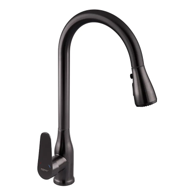 Змішувач для кухні з висувною лійкою Zerix PUL-014 Graphite з нерж. ст. SUS304 (кол. графіт) (ZX5036)