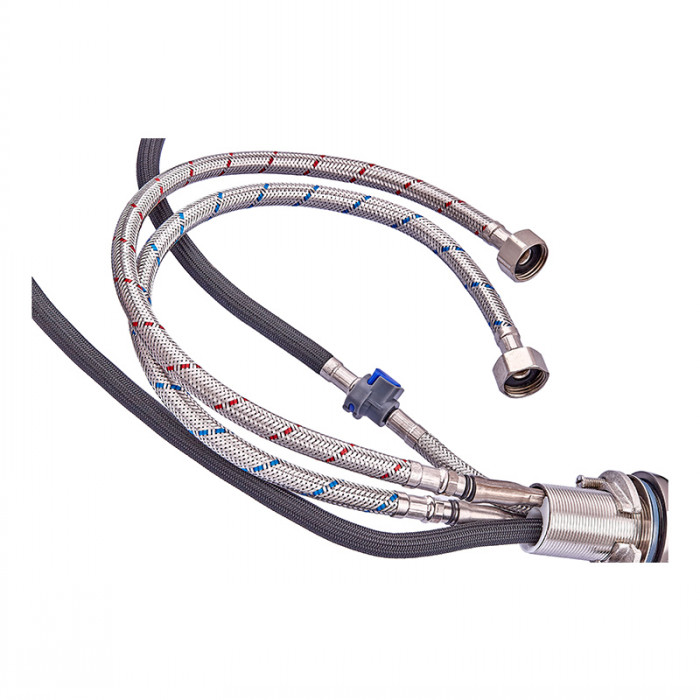 Змішувач для кухні з висувною лійкою Zerix PUL-014 Graphite з нерж. ст. SUS304 (кол. графіт) (ZX5036)