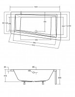 Ванная акриловая INTIMA 160x90 Правая (соло) без ног