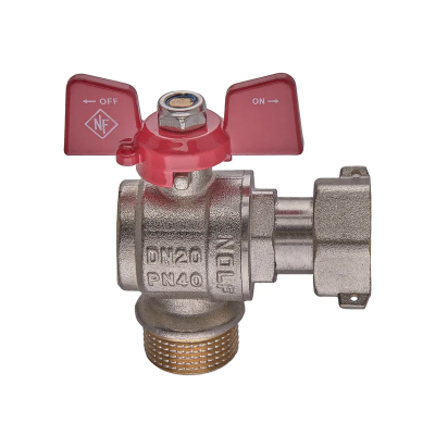 Кран кульовий Nolf classic NFC.841-08-3/4&quot;FM ГШМ з накидною гайкою кутовий, ручка &quot;метелик&quot; червона (NF3159)