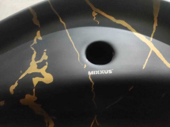 Раковина накладна MIXXUS PREMIUM WAVE-0201 MARBLE 430х430х150mm з отвором під змішувач (MP6536)