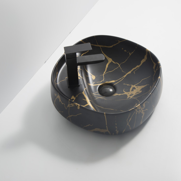 Раковина накладна MIXXUS PREMIUM WAVE-0201 MARBLE 430х430х150mm з отвором під змішувач (MP6536)