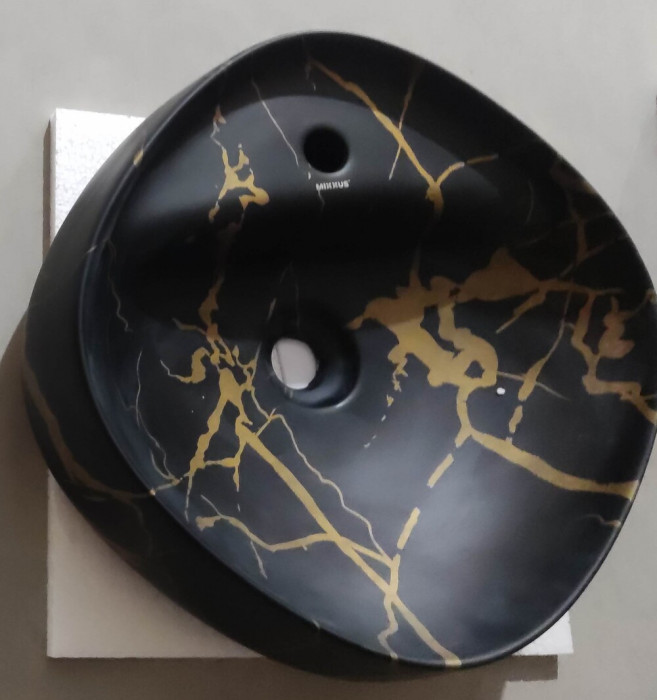 Раковина накладна MIXXUS PREMIUM WAVE-0201 MARBLE 430х430х150mm з отвором під змішувач (MP6536)