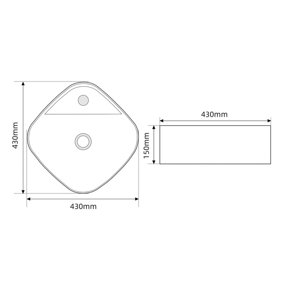 Раковина накладна MIXXUS PREMIUM WAVE-0201 MARBLE 430х430х150mm (отвір під змішувач) (MP6536)