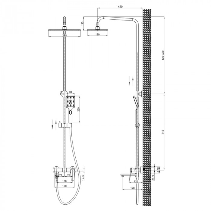 Душова колона зі змішувачем Mixxus Premium Rubens 009-J (MI8255)