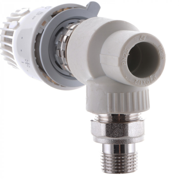 Кран термостатичний з термоголовкою кутовий 20x1/2 PPR KOER K0153.PRO (KP0195)