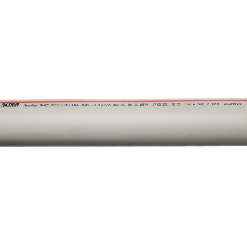 Труба поліпропіленова PN16 Koer PPR 63x8,6 (KR3078)