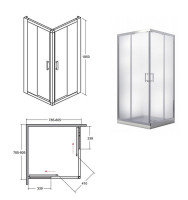 Кабина квадратная MODERN 80x80x185: стекло grigio, профиль хромированный