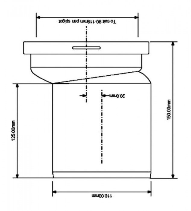Колено-подключение к WC L-150 мм Эконом WCE-CON4