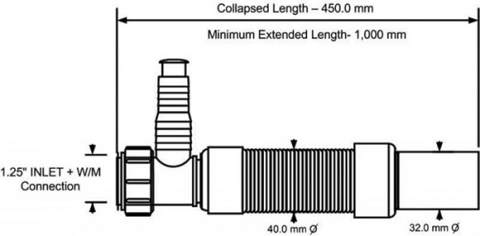 Труба розтяжна з підключенням до пральної машини (11/4х32) 1 м. MRMF1W
