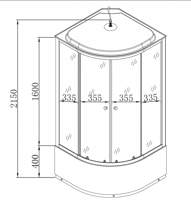 Бокс душовий з гідромасажем Mixxus STRONG SBH01-90x90x215-FB SATIN з високим піддоном (MI6888)