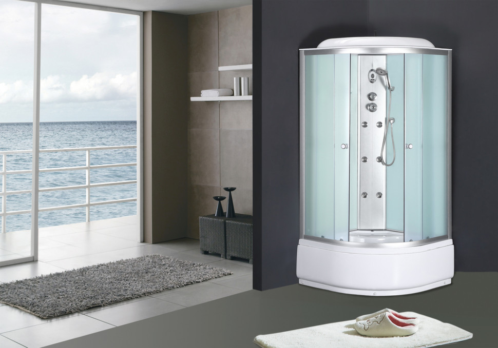 Бокс душовий з гідромасажем Mixxus STRONG SBH01-90x90x215-FB SATIN з високим піддоном (MI6888)