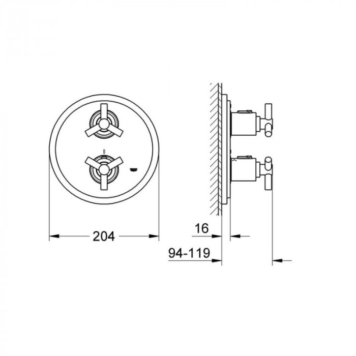 Термостат верхньої монтажної частини Grohe Atrio (19394000)