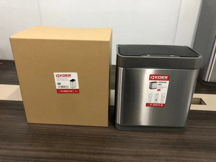 Відро для сміття сенсорне прямокутне Koer TC-020312-02 12 л колір нержавійка (KR5586)