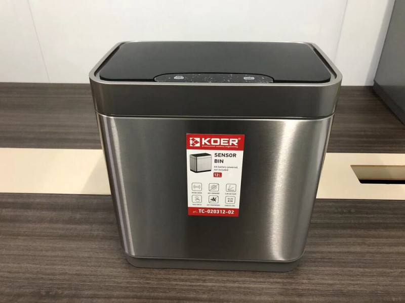 Відро для сміття сенсорне прямокутне KOER TC-020312-02 12 л (колір нержавійка) (KR5586)