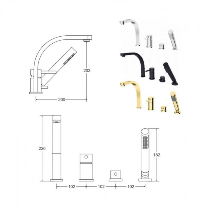 Змішувач до ванни на 4 отвори DECCO (хром)