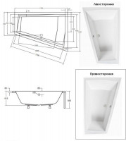 Ванна акриловая INTIMA DUO 170x125 Правая (соло) без ног