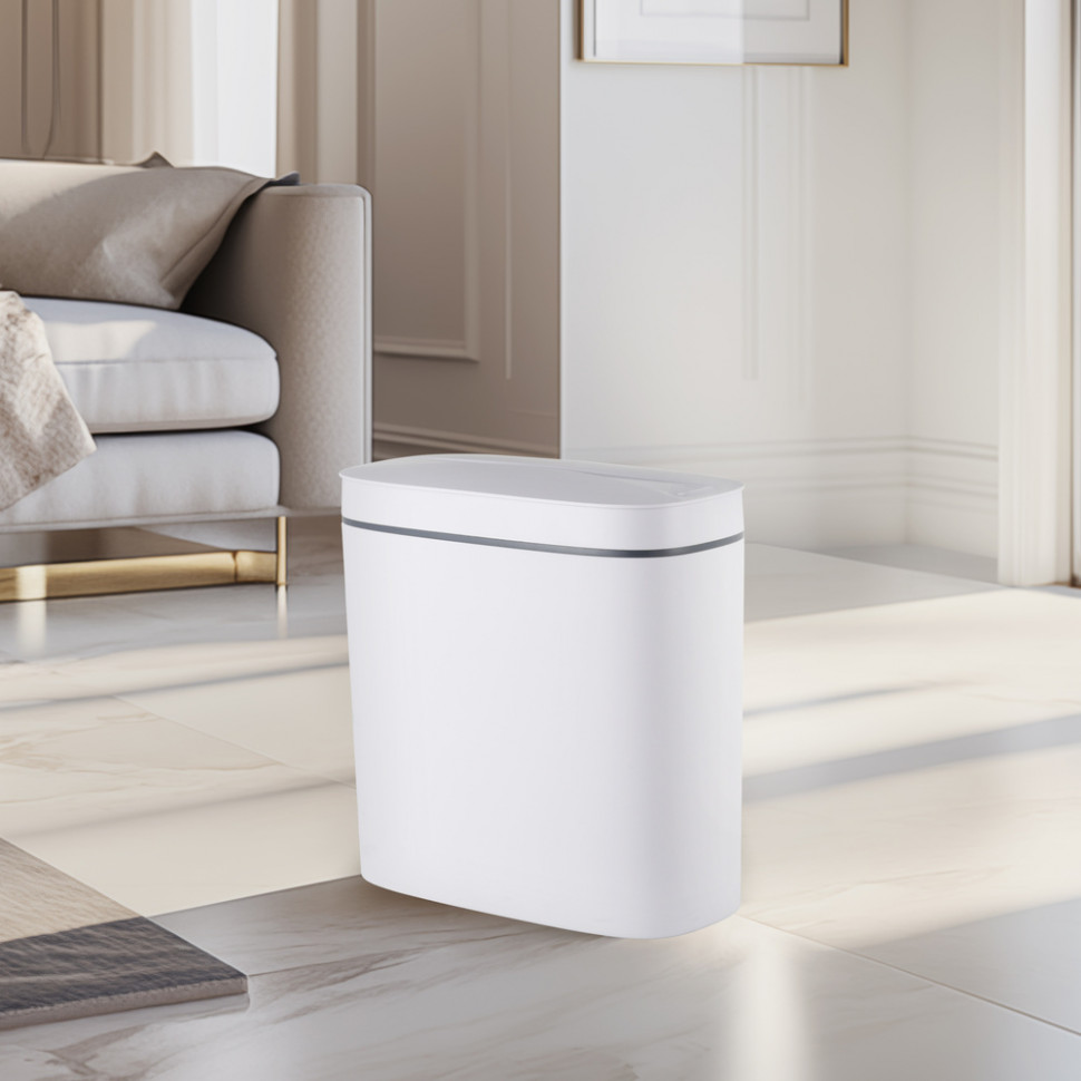 Відро для сміття сенсорне овальне MIXXUS FLAT-TC0109 WHITE 9 л (колір білий) (MI7074)