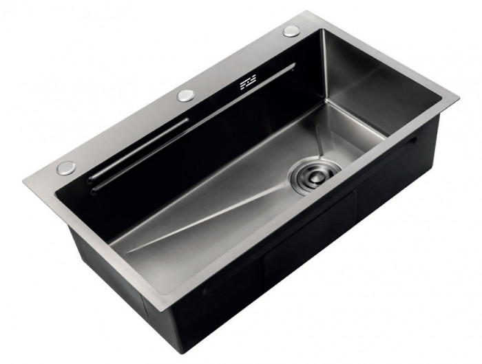 Мийка Zerix ZH8045-SET-05 NANO-BLACK (3.0/0.8) з нерж. сталі, комплект (графіт) (ZM5585)