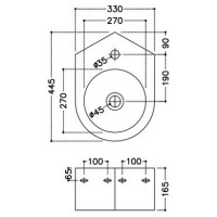 Раковина JAQUAR JDS кутова 350x455 мм, біла JDS-WHT-25841