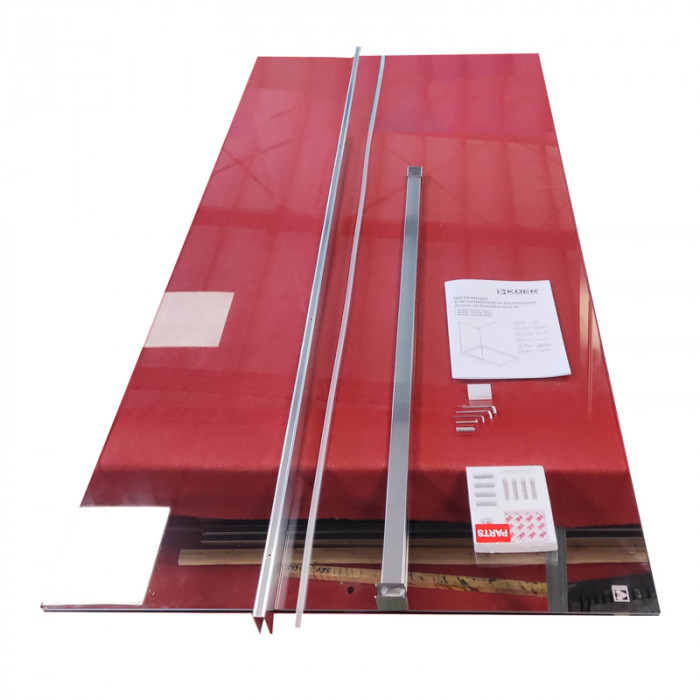 Душова перегородка Koer SR SP01-90x200-TR-01 Walk-In прозоре скло Easy Clean 8мм, хром (KR5392)