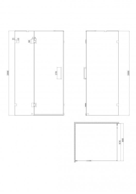 Бічна стінка до кабіни Koer SR SW04-90x200-TR-07 прозоре скло Easy Clean 10мм, графіт (KR5391)