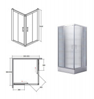 Кабина квадратная MODERN 90x90x165 стекло mrozone, профиль хромированный