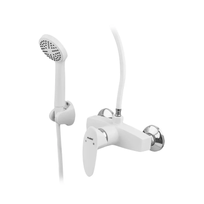 Змішувач для душової кабіни Plamix Cezar-003 SET White (з шлангом, лійкою та кронштейном) (PM0665)