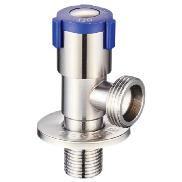 Кран для підключення сантехприладів Zerix VAL-08-1/2x3/4 з нерж.сталі SUS304 (синій) (ZX5101)