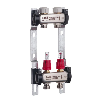 Колектор з витратоміром та термостатичними клапанами Roho R804-02 - 1&quot;х 2 вих. (RO0034)