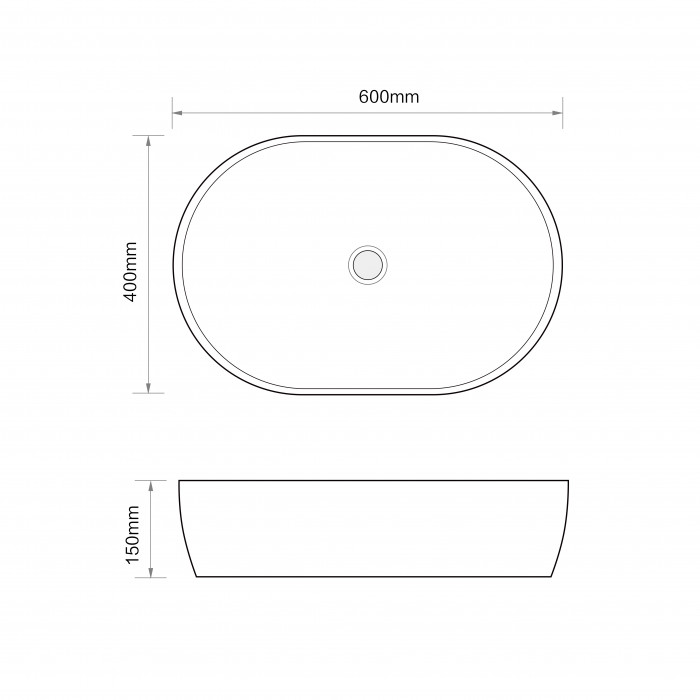 Раковина накладна Mixxus Premium ELLIPSE-0105 EDGE GOLD 600х400х150mm (MP6564)