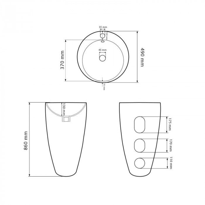 Умивальник (раковина) VBI AGROPOLI BLACK MATT підлоговий