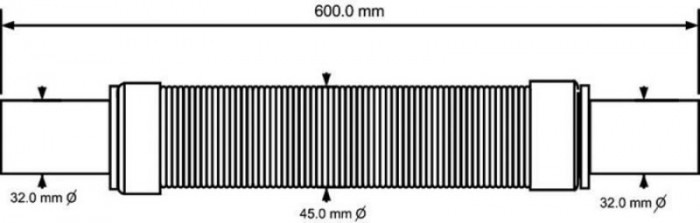 Труба розтяжна універсальна 32х32х500 мм. FLEXRP32 ZE1