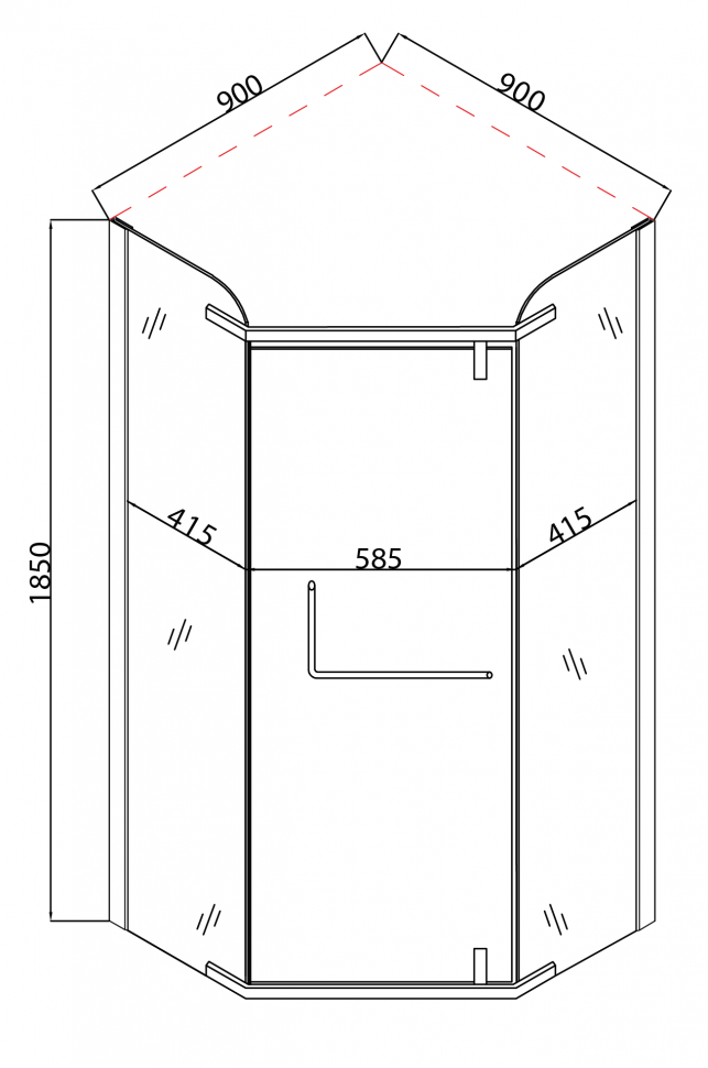 Душова кабіна без піддону Mixxus LINES SC01-90x90x185-TR CHROME прозоре скло 6мм (MI6915)